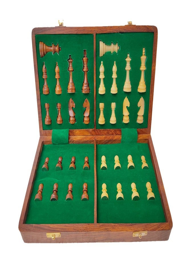 ENTERRO Chess Board Set Wooden Foldable14 x 14 inch with 2 Extra Queens - Handcrafted Magnetic Chess Pieces - Image 1